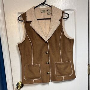 L.L. Bean Brown Shearling Vest sz medium